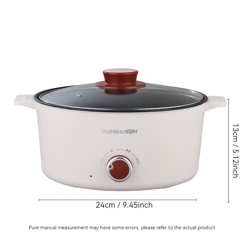 Multi-functional electric cooking pot with glass lid non-stick adjustable heat three-level fire anti-scald exterior wide diameter tall body for home cooking