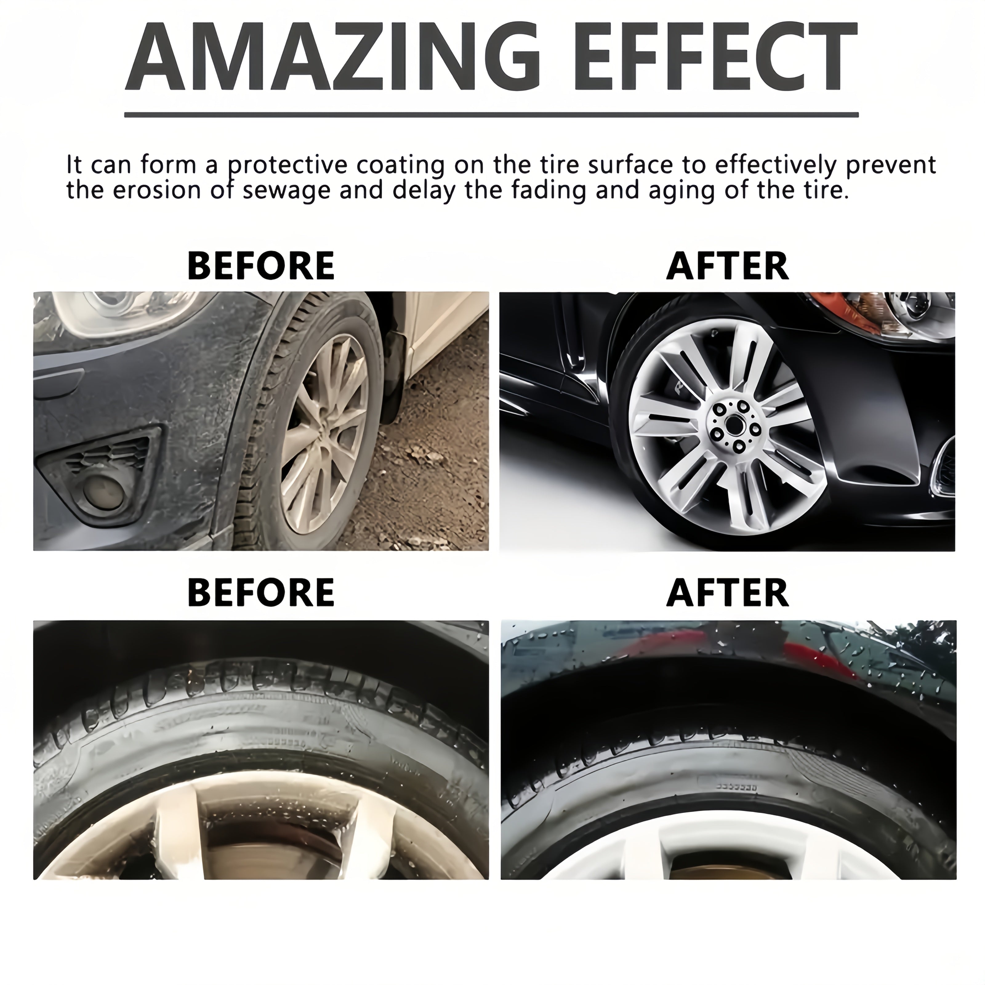 Kit de recubrimiento de neumáticos con aceite de coco para brillo y protección de caucho y plástico