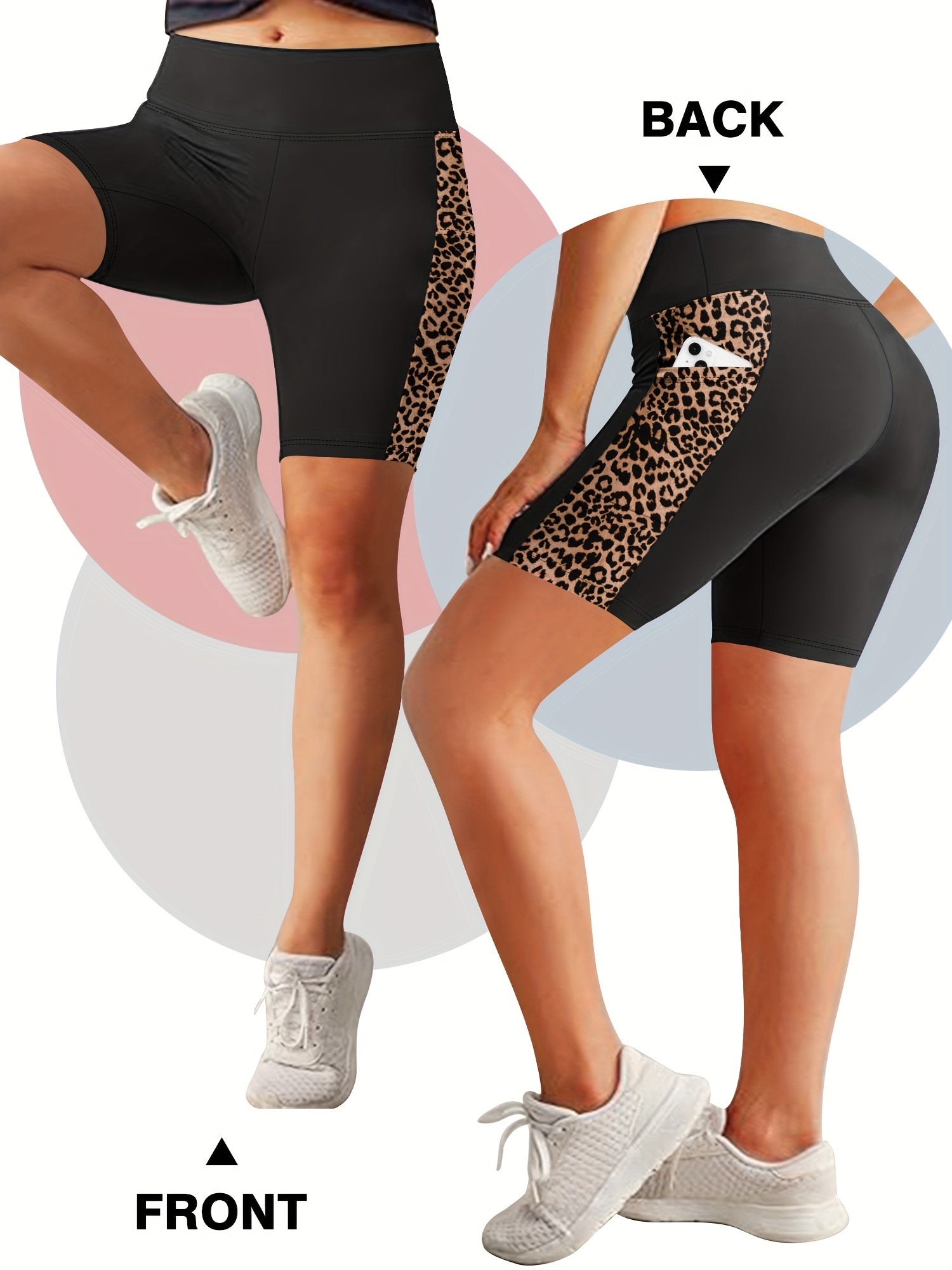 Plus Size Women's High-Waisted Leggings Sports Yoga Capri Pants Leopard Print