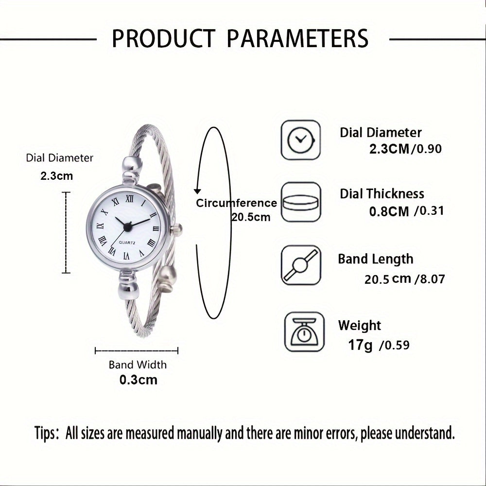 Women's Quartz Watch with Roman Numerals Stainless Steel Wire Strap Circular Dial Not Water Resistant