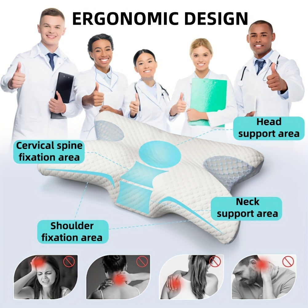 Memory Foam Pillow for Side Back and Stomach Sleepers Butterfly Shape Support