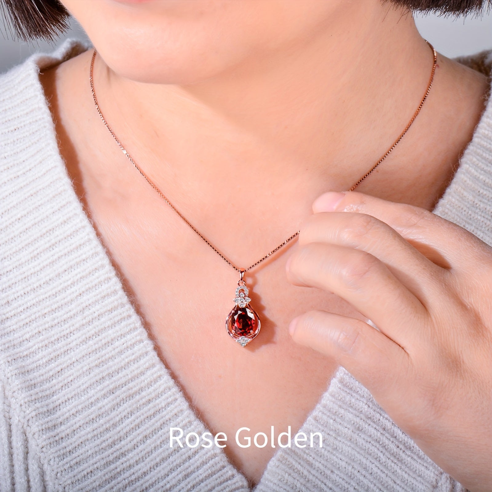 Sterling Silver Garnet Pendant Necklace for Women Hypoallergenic Elegant Jewelry