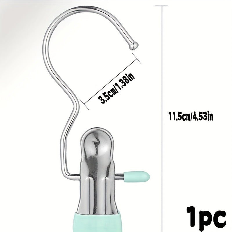 Set of 20 Stainless Steel Multi-Use Clips with Hooks for Laundry and Storage