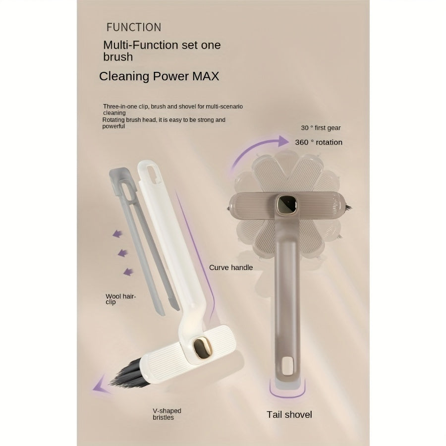 Cepillo de limpieza de baldosas 3 en 1 con cabezal giratorio, estropajo reutilizable para baño y cocina