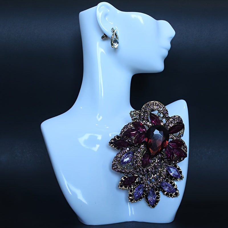 Women's Rhinestone Lapel Pin Sparkling Badge for Dress Sweater Clothing Decor