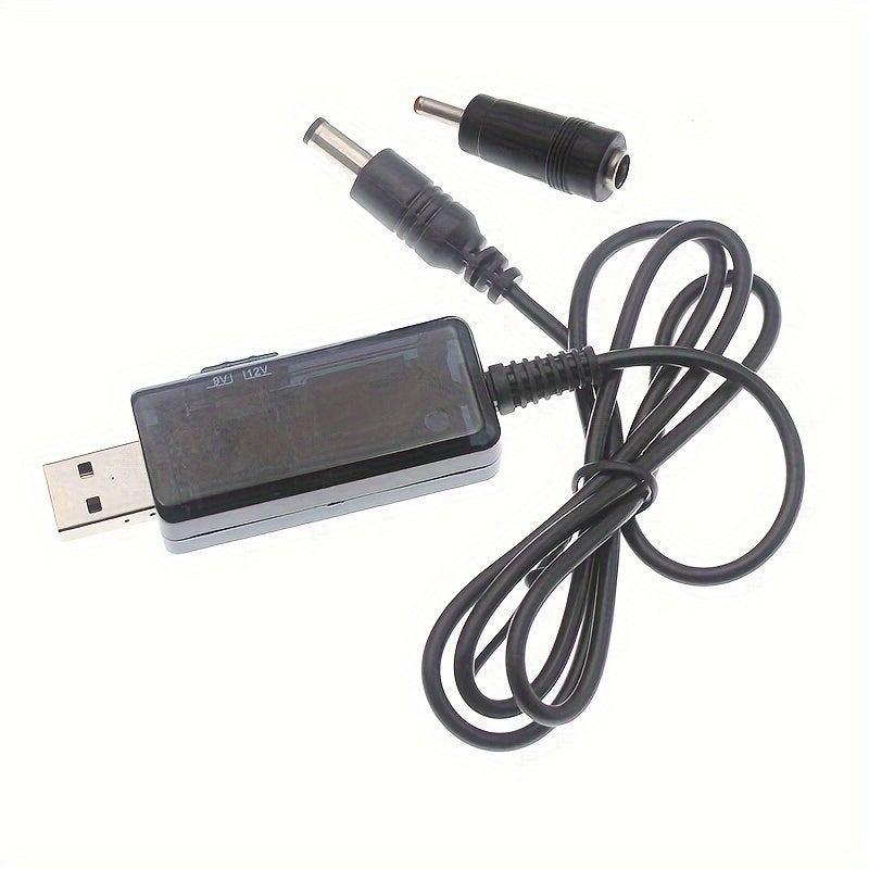 Cable convertidor USB a boost de 5V a 9V 12V con pantalla LED PVC negro fuente de alimentación