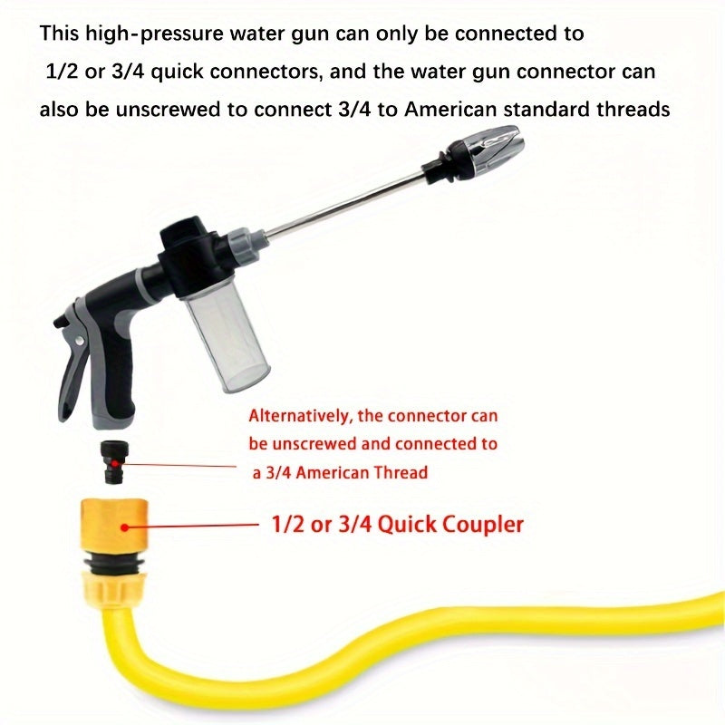 High Pressure Car Cleaning Water Gun with 3/4 Inch Hose Nozzle for Household and Garden