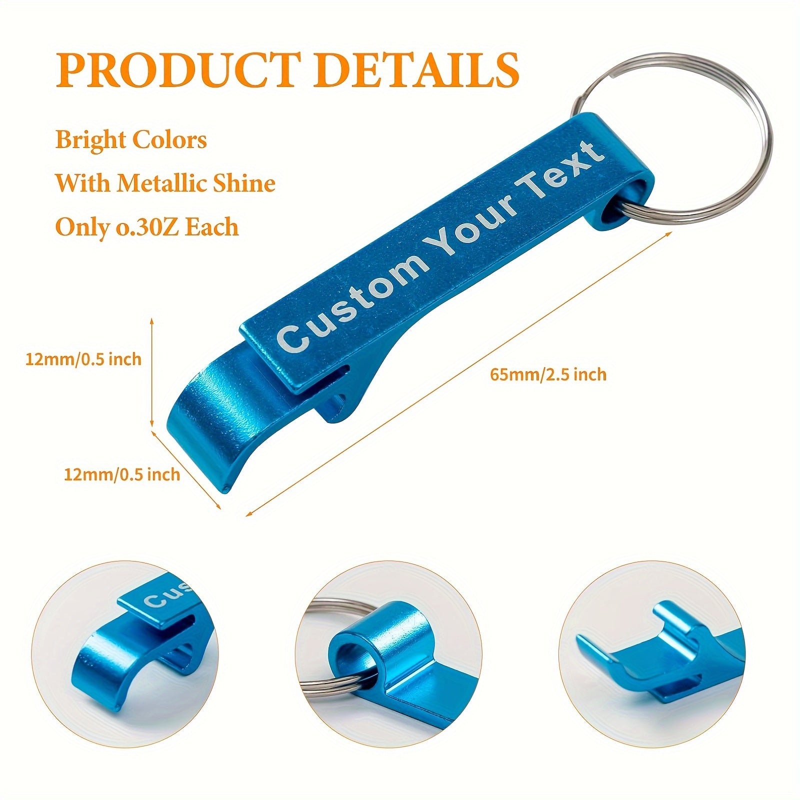 30 Personalized Keychain Bottle Openers for Weddings and Promotions Durable Lightweight No Power Needed