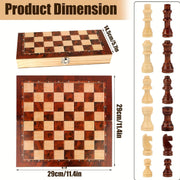 Wooden 3-in-1 Strategy Board Game Set for Adults and Teens 14 Plus Portable Foldable Travel
