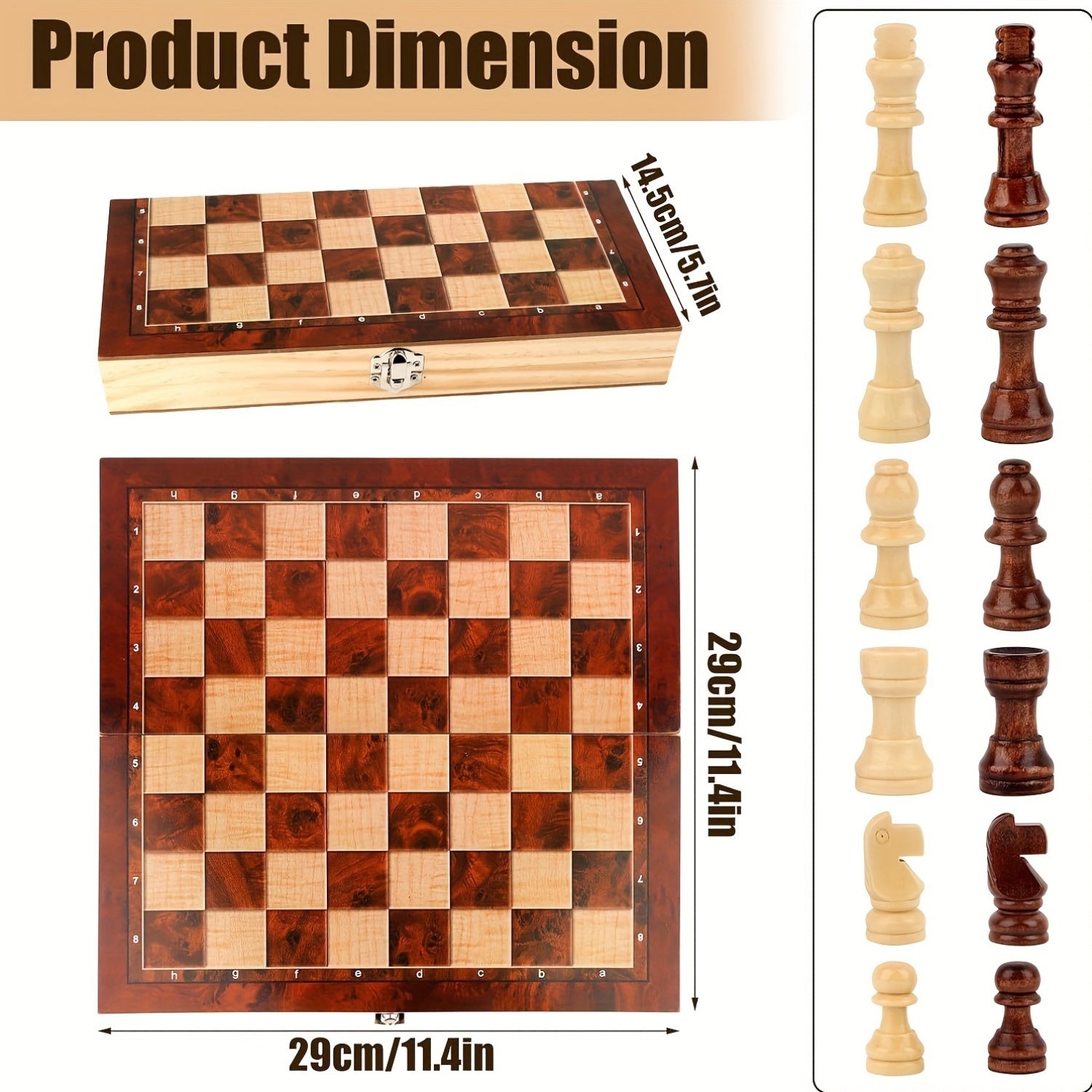 Wooden 3-in-1 Strategy Board Game Set for Adults and Teens 14 Plus Portable Foldable Travel