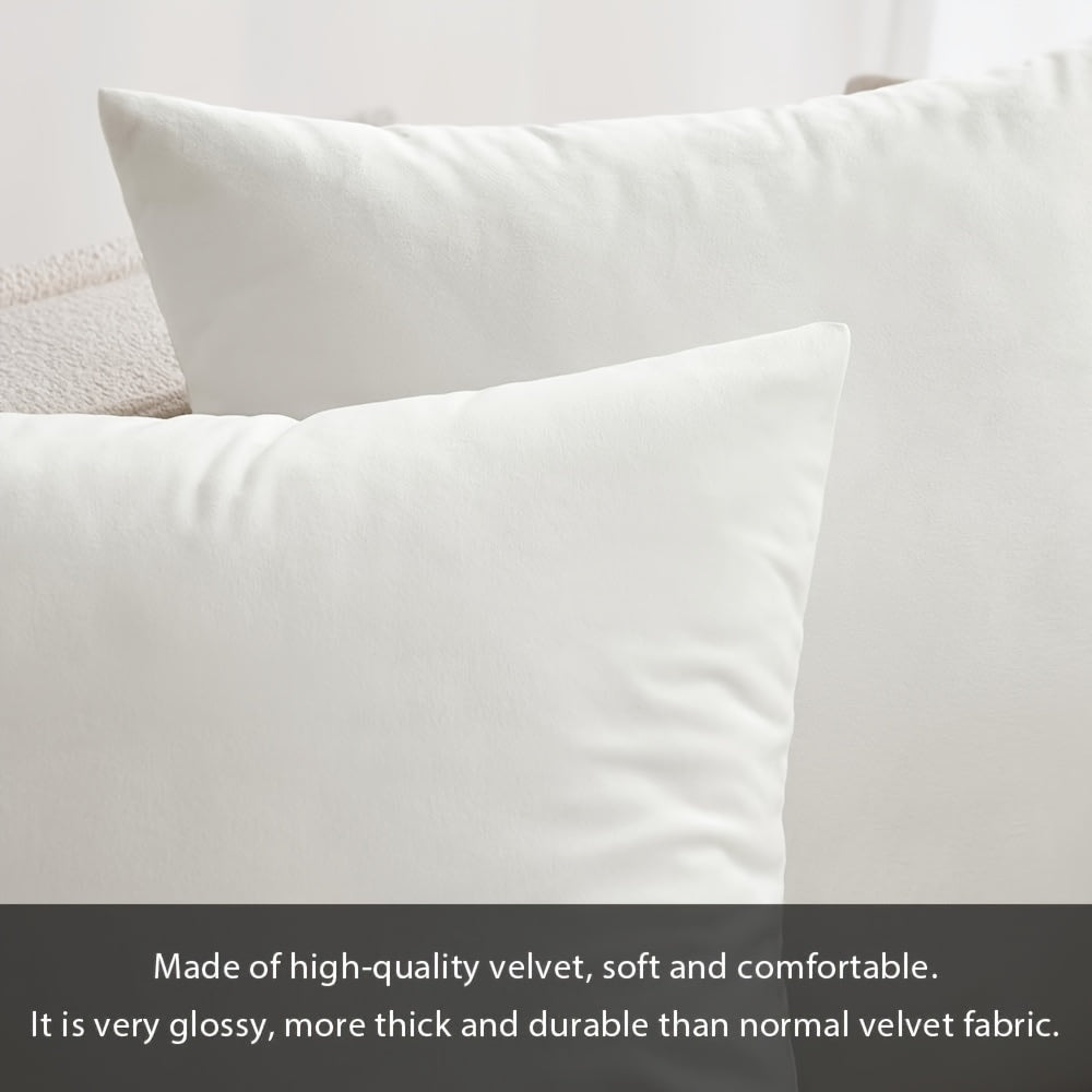 White Polyester Throw Pillow Covers 45.72 cm Square Zipper Closure Set of 2