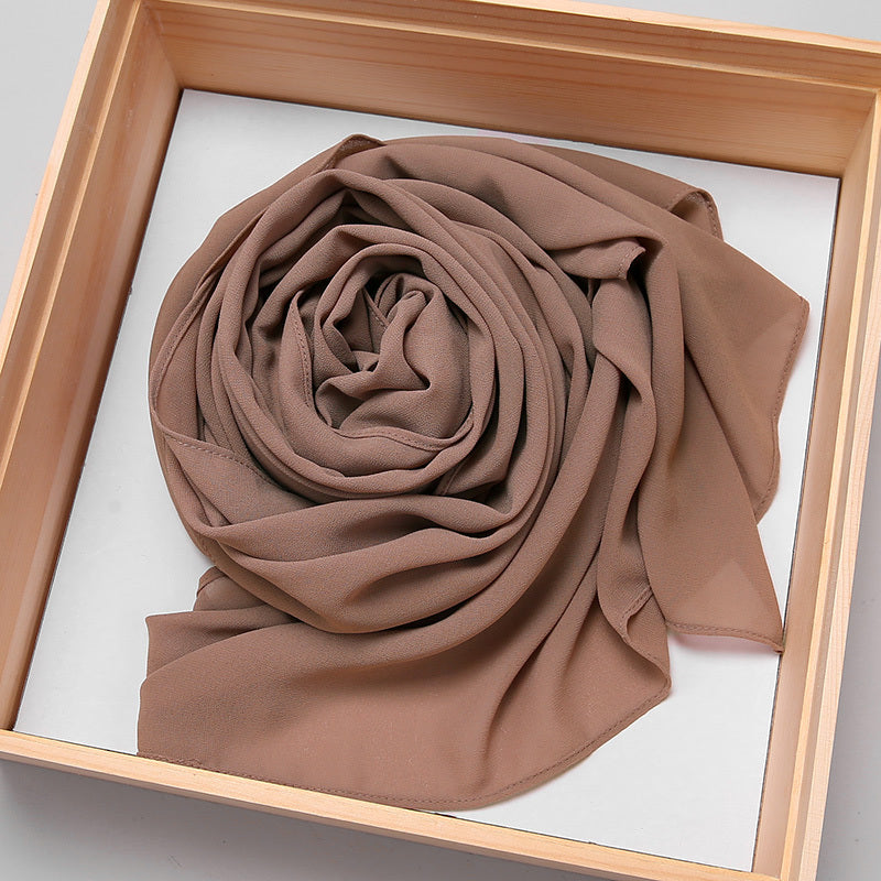 Women's Chiffon Hijab Scarf Long Shawl Lightweight Hair Wrap Solid Color