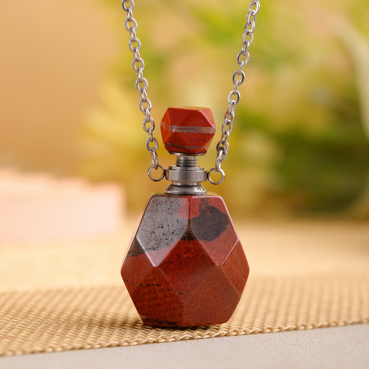 Glam Style Rock Crystal Diffuser Necklace with Chain for Aromatherapy and Gifts