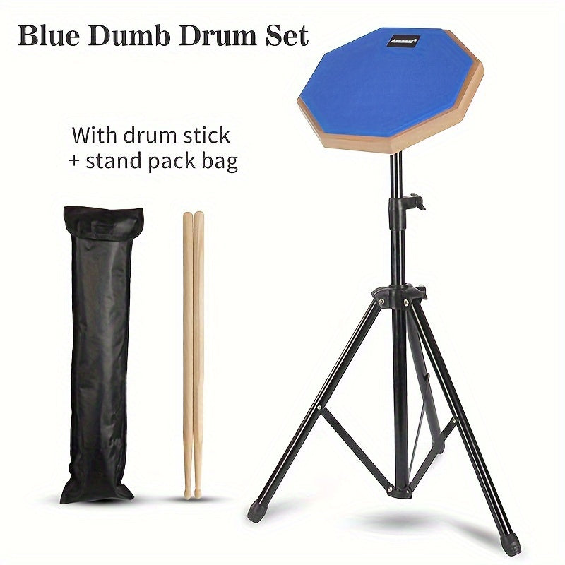 8 Inch Rubber Wooden Drum Practice Set with Durable Bracket