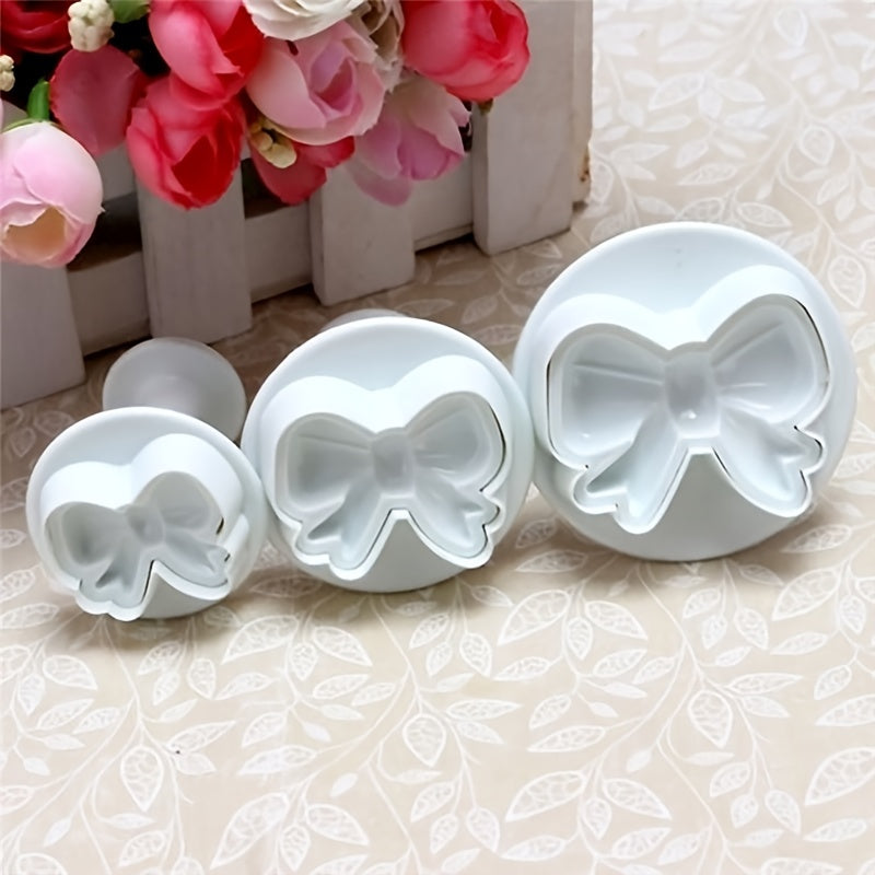 Set of 3 Bow Shaped Fondant Molds Cookie Cutters Baking Tools