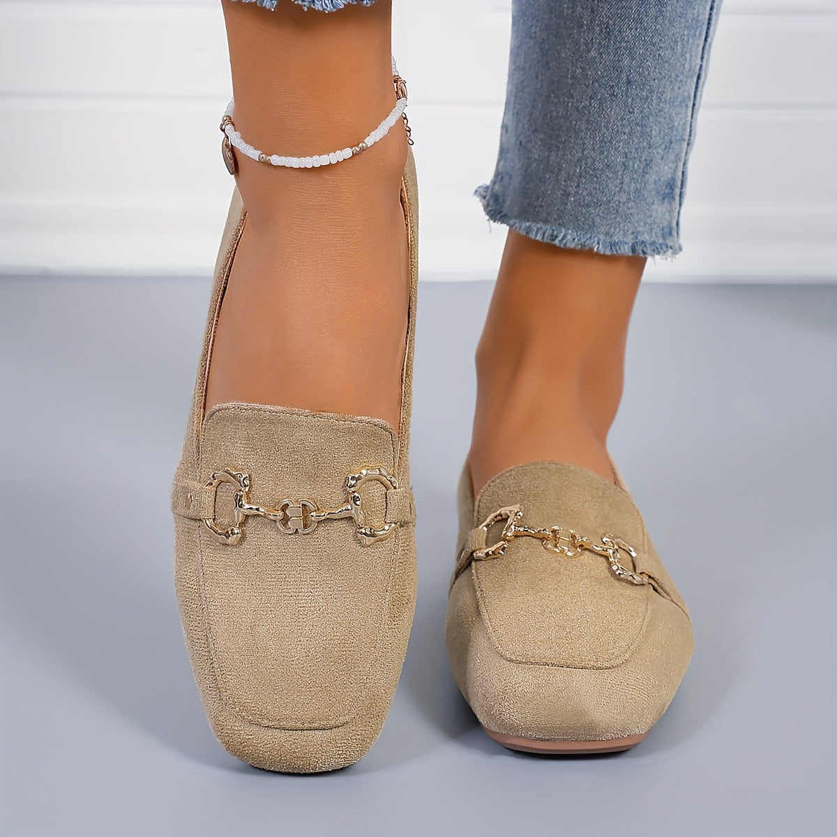 Women's Fleece Flat Moccasin Loafers Slip-On Casual Shoes for All Seasons