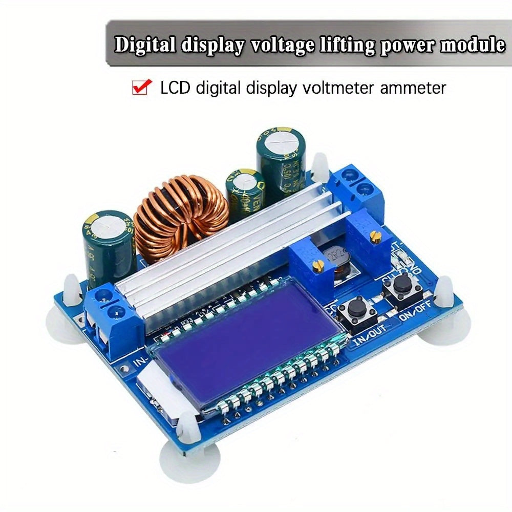Módulo convertidor buck-boost DC 5.5-30V a 0.5-30V con pantalla LCD, fuente de alimentación de 4A