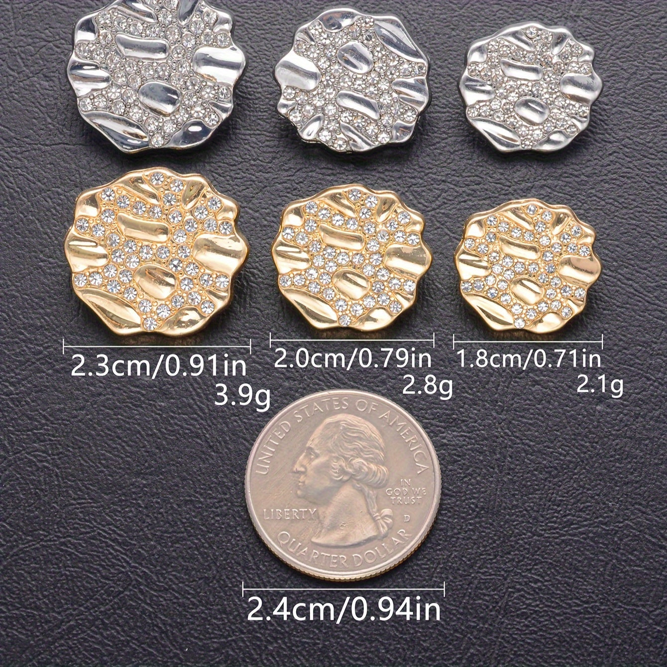 Set of 7 Handmade Irregular Alloy Buttons for Clothing and DIY Jewelry
