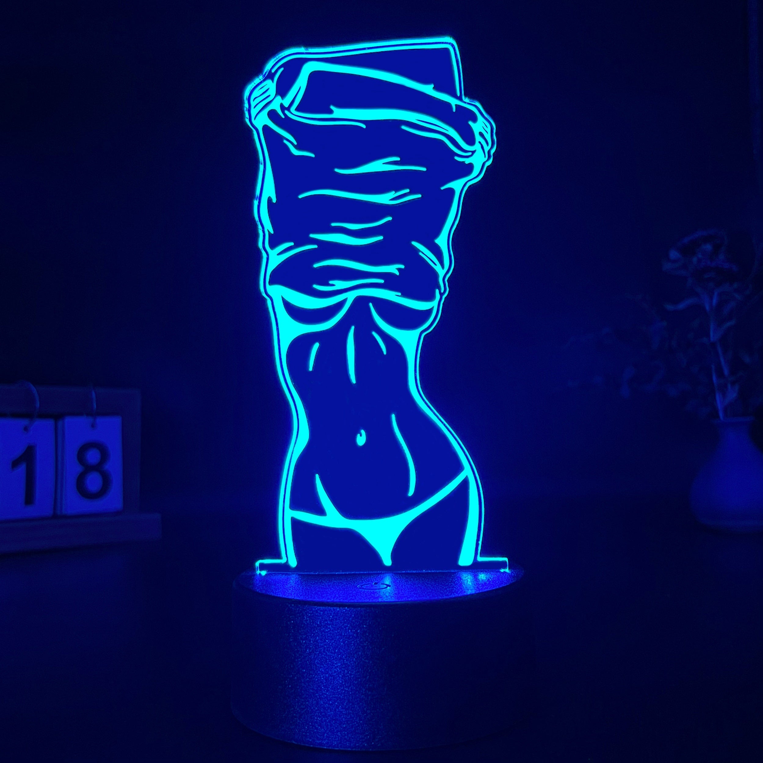 3D Illusion Night Light with Sexy Lady Design Touch Control USB Desk Lamp for Bedroom Decor