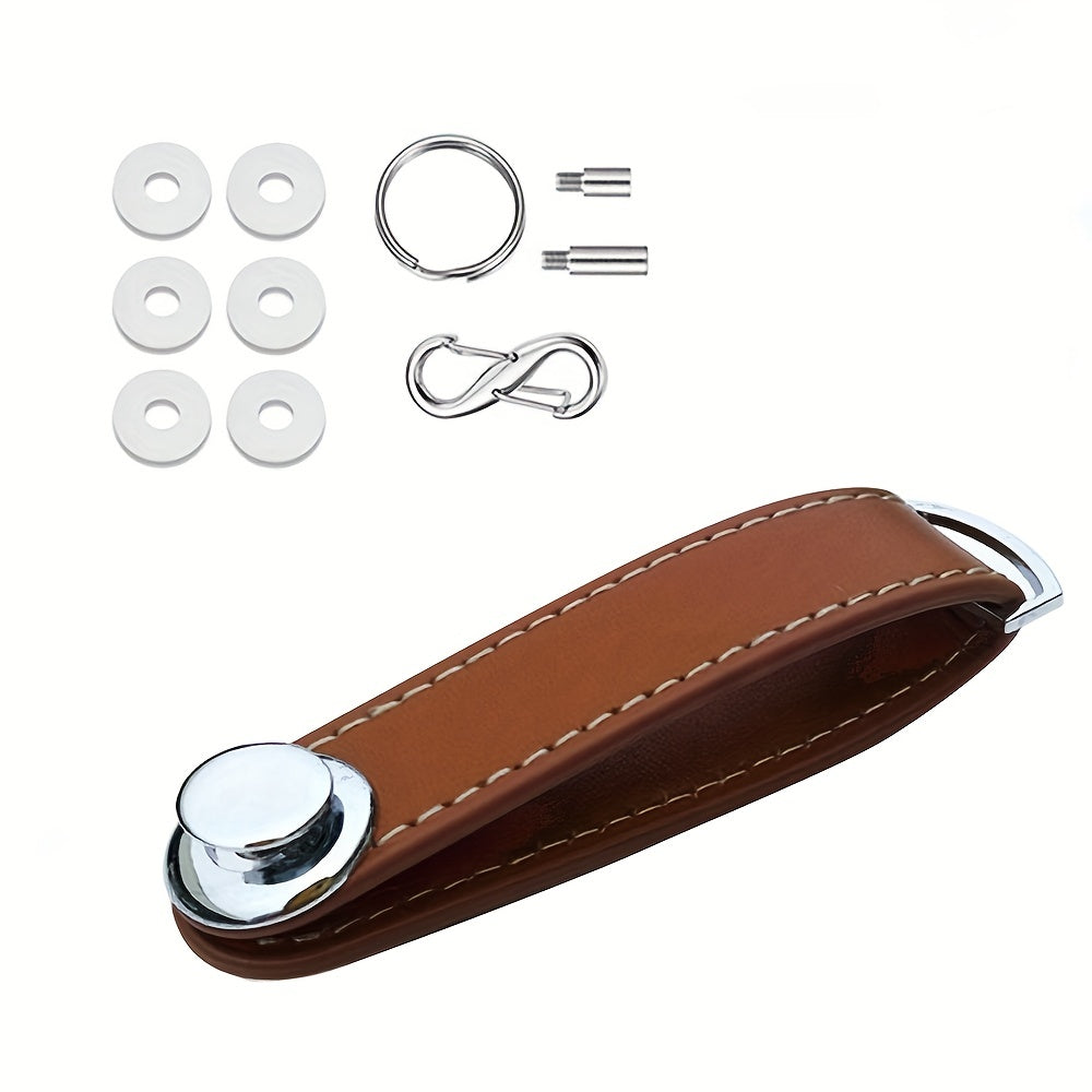 Leather Keychain Wallet with Chain and Key Ring for Housekeeper Pocket Organization