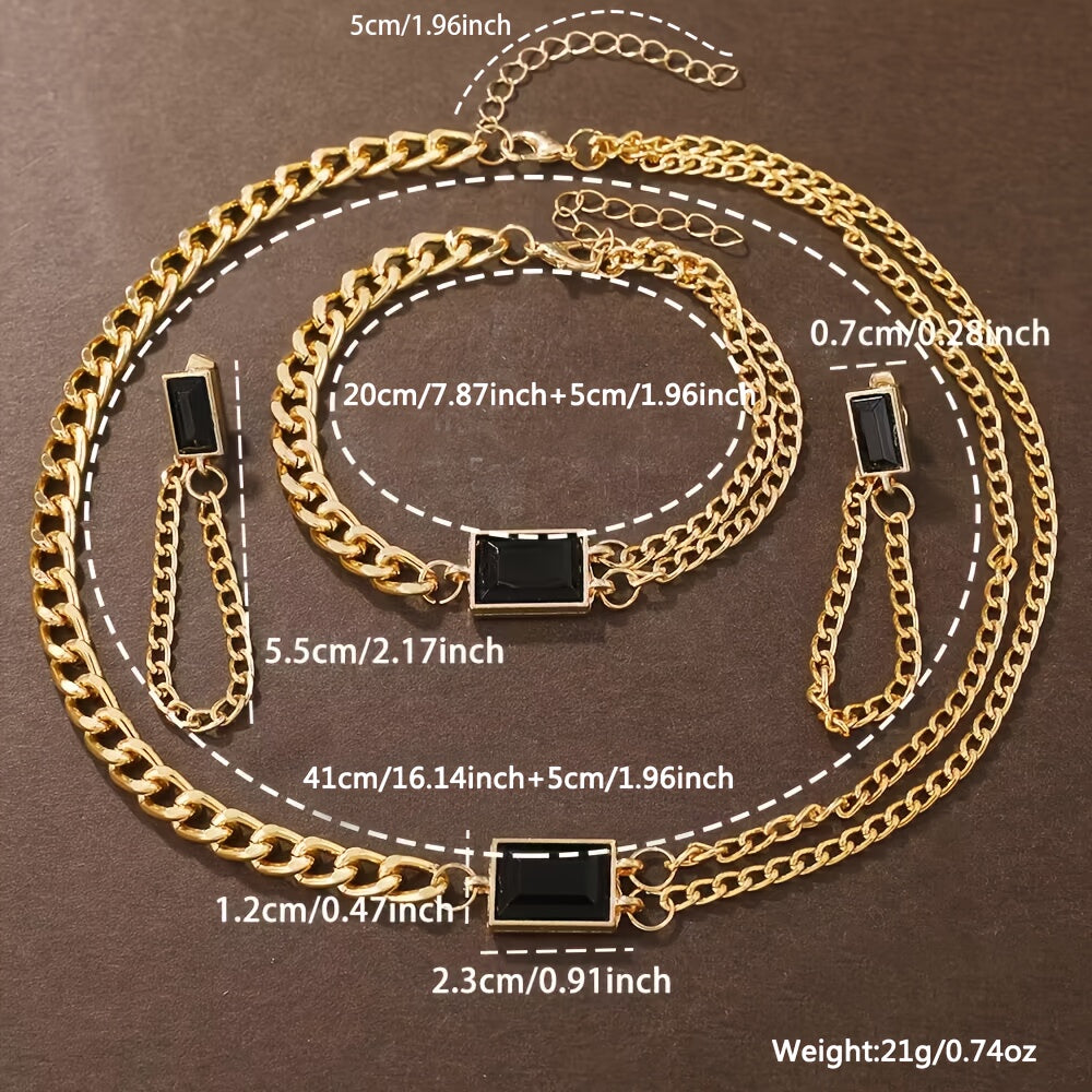 Women's Watch and Jewelry Set Retro Faux Leather Strap Crystal Accents Zinc Alloy Case