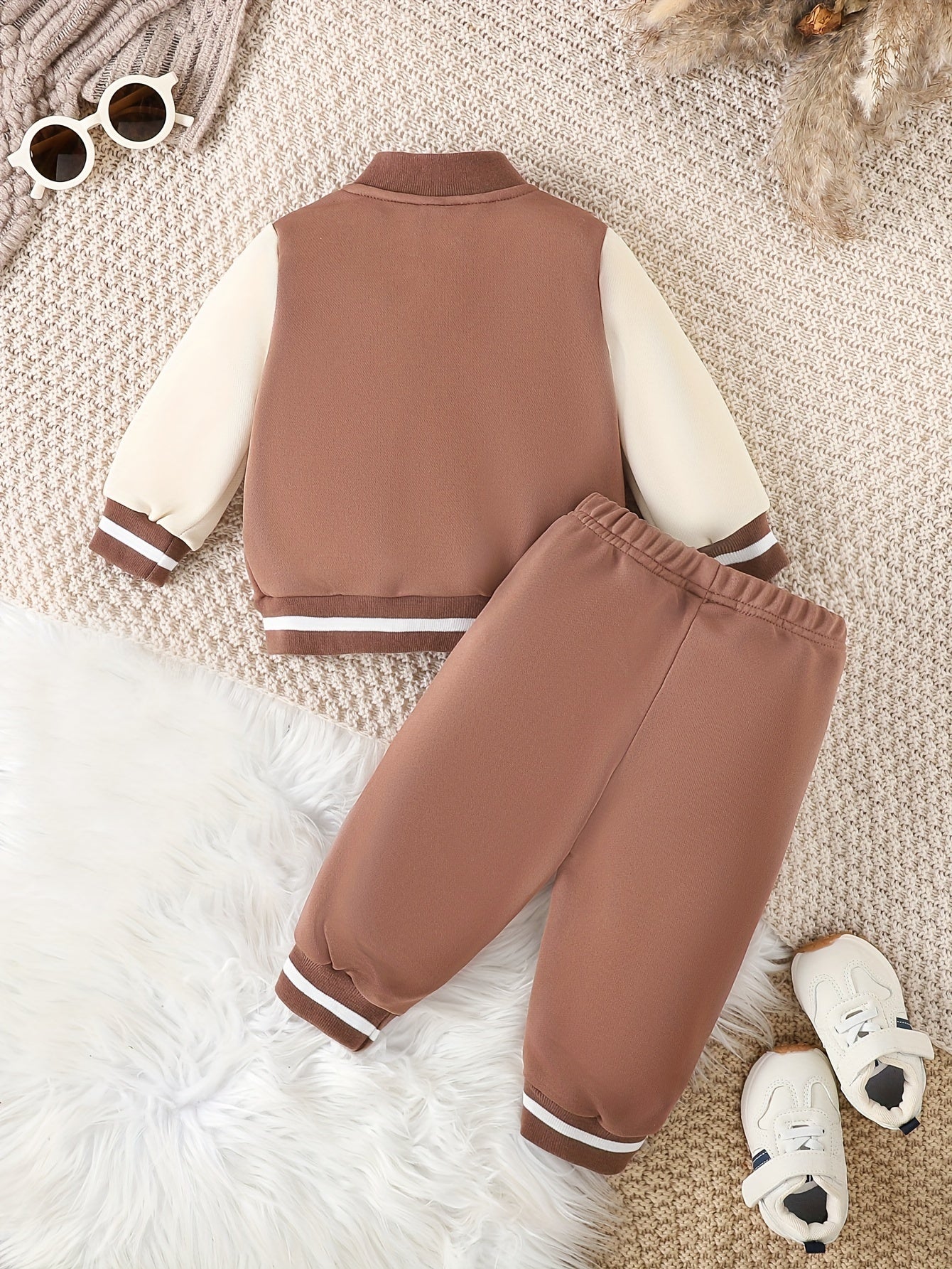 Baby Boys Casual Fall Winter Baseball Coat and Pants Set