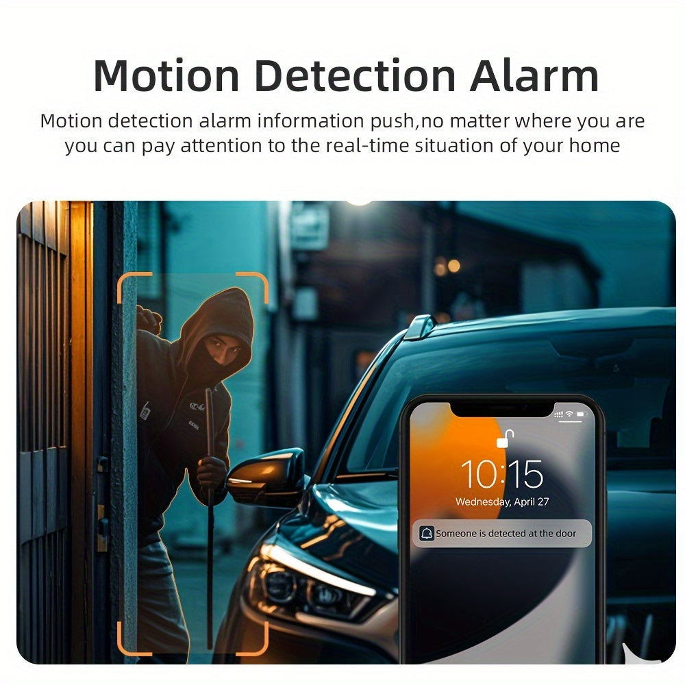 Cámara de seguridad WiFi HD 1080P con visión nocturna, audio bidireccional, alertas de movimiento, panorámica de 355°, para uso en interiores, con alimentación USB