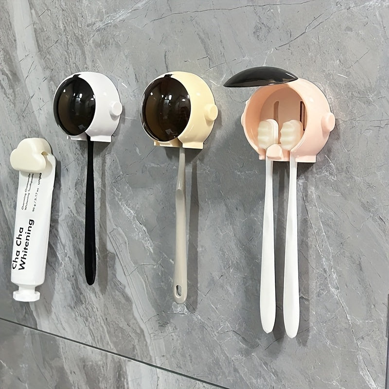 Wall-Mounted Toothbrush Holder for Electric and Manual Brushes with Dust Cover