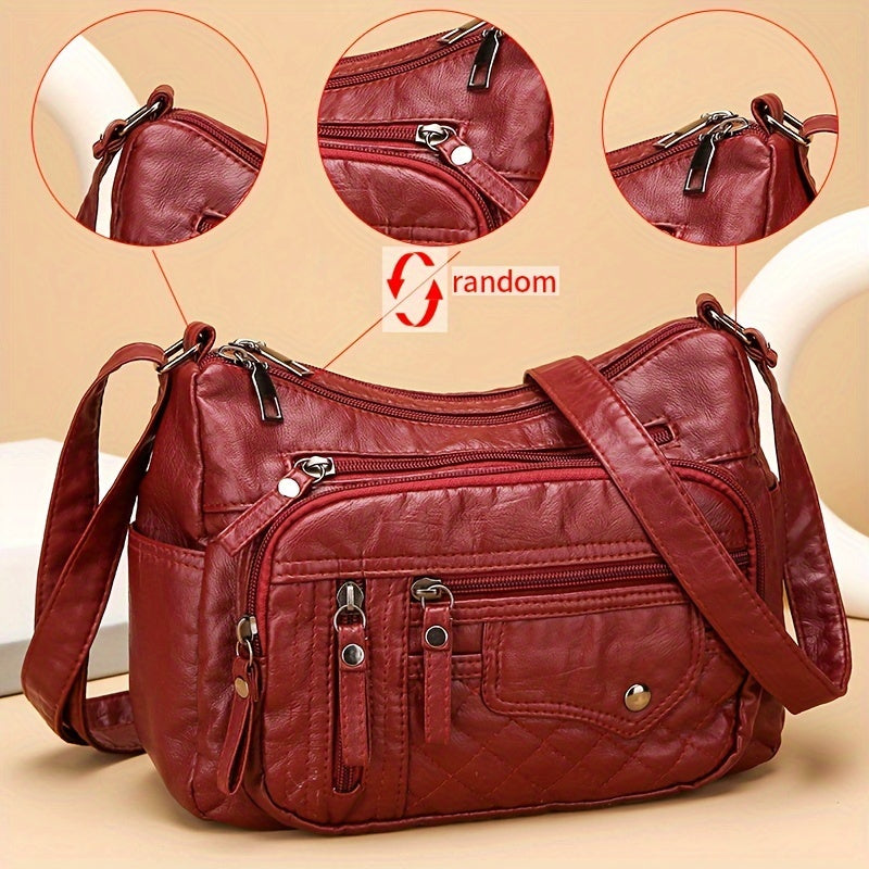Casual Shoulder Bag with Adjustable Strap Large Capacity Zipper Closure Polyester Lined Crossbody Bag