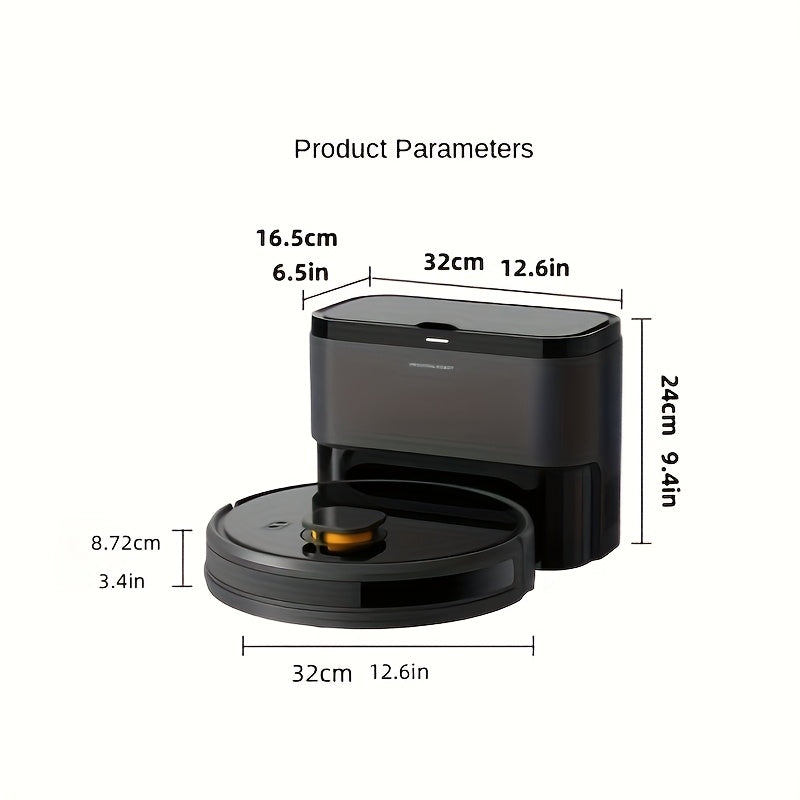 Black Laser Navigation Robot Vacuum Cleaner with App Control Wi-Fi 2-Hour Runtime