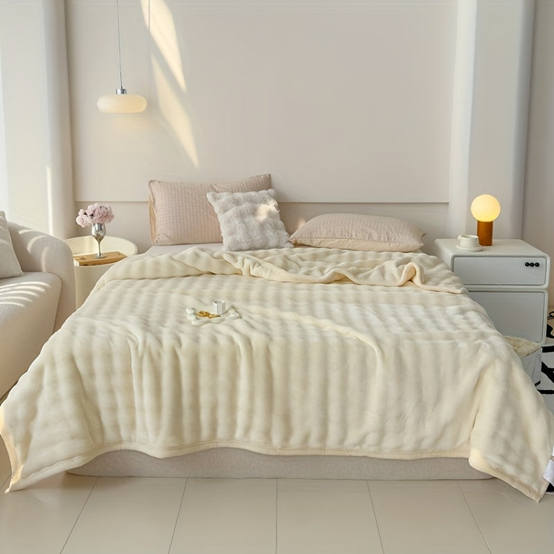 Manta de felpa de doble cara, suave y cálida, para el hogar, viajes y camping