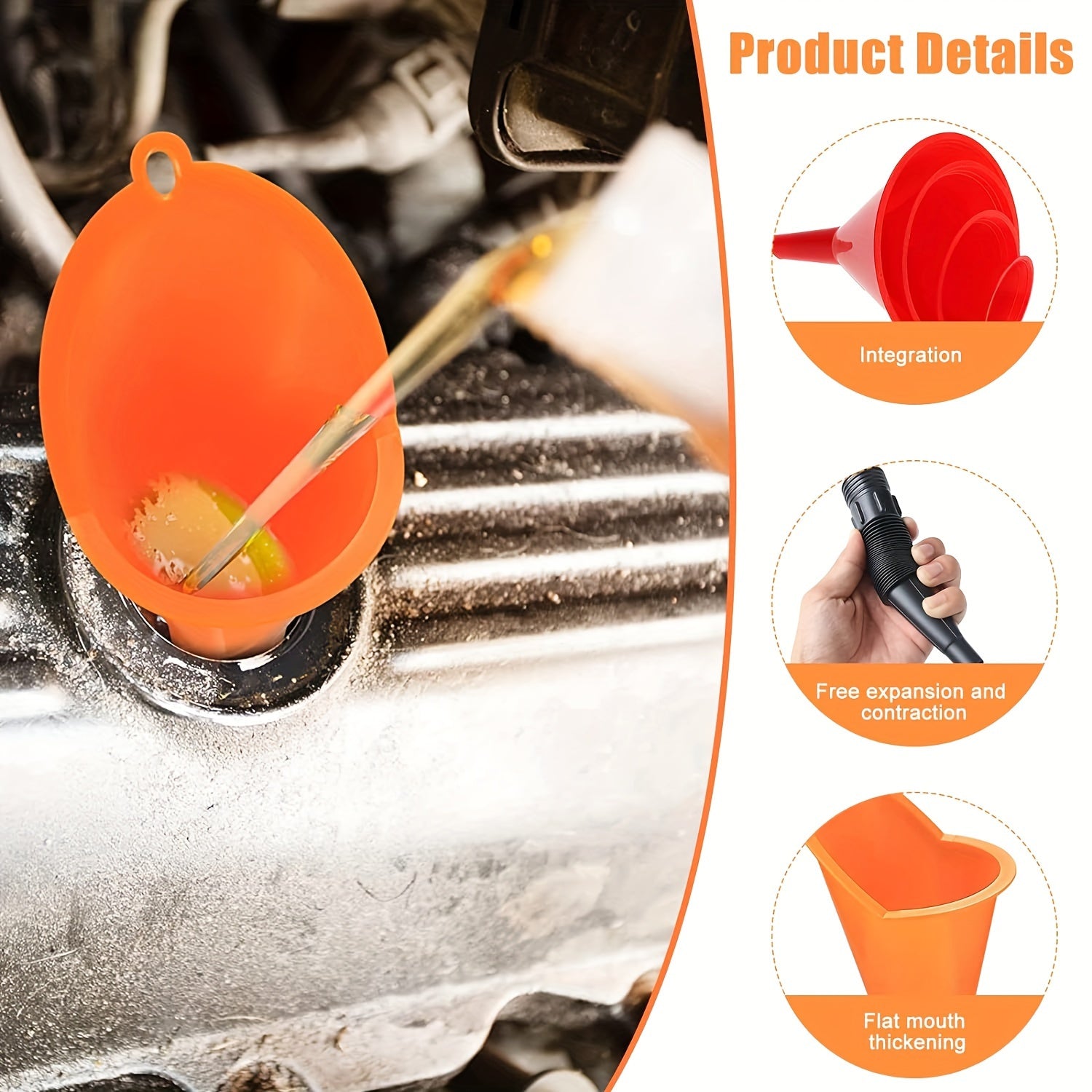 8Pcs Filling Funnel Set Multifuntional Funnels with Hose and Removable Spout