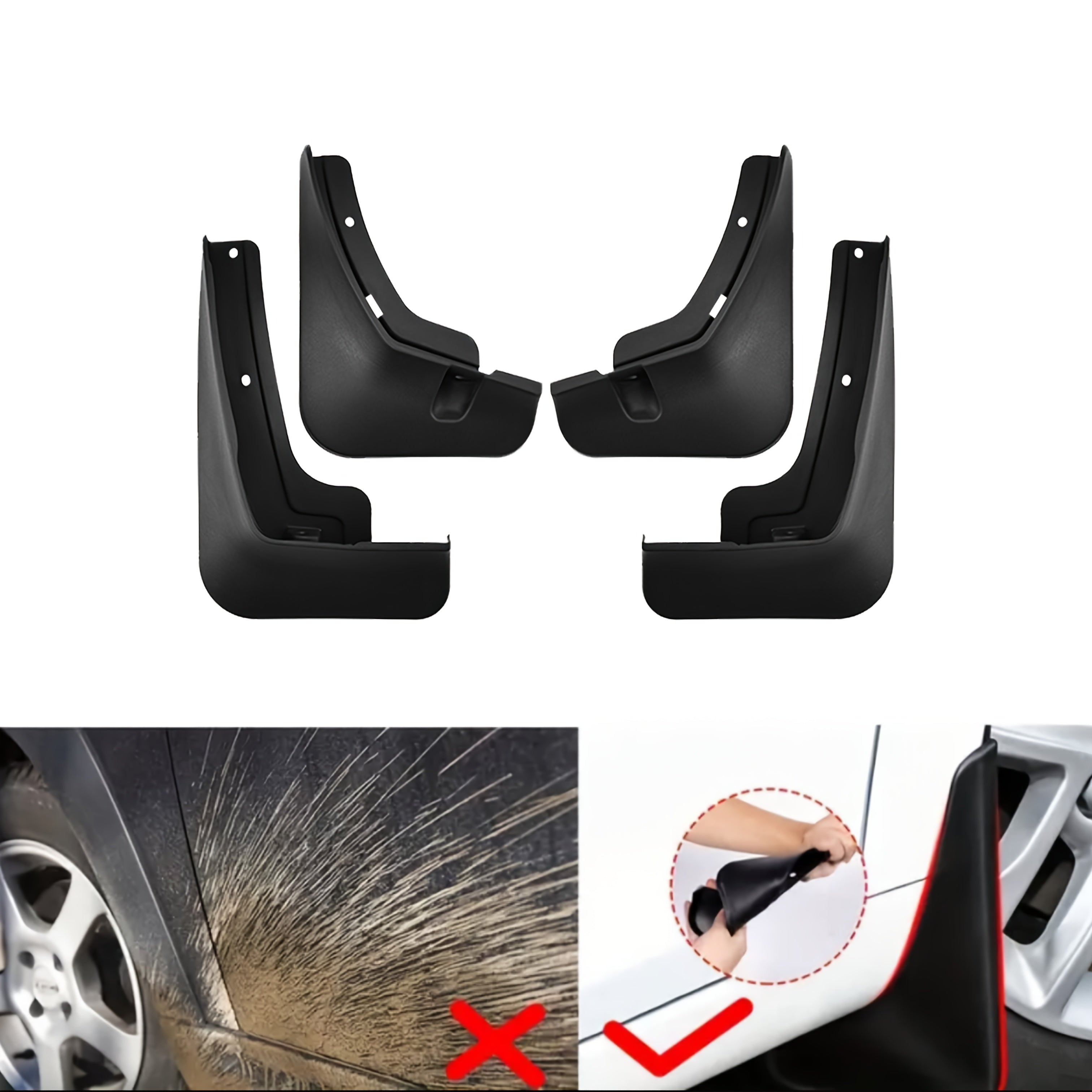 Juego de 4 protectores de barro de PP duraderos para ruedas delanteras y traseras, a prueba de arañazos, protectores de guardabarros