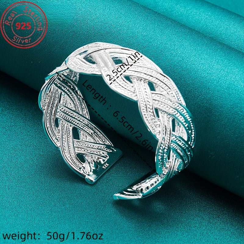 Sterling Silver Woven Bracelet Adjustable Jewelry for Women