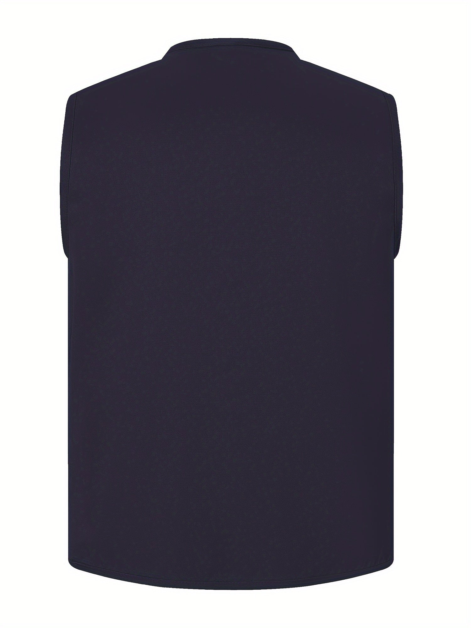 Plus Size Men's Polyester Vest with Multiple Pockets for Hiking and Outdoor Activities