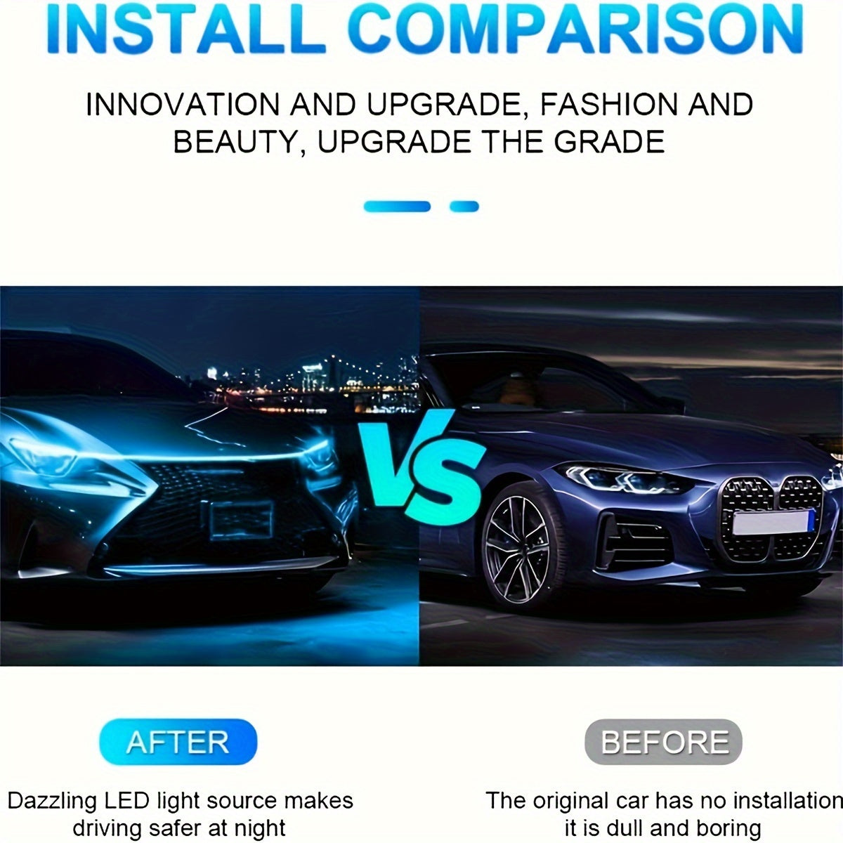 Barra de luz para capó de coche de 12V universal de 180cm flexible LED para coches, SUVs, camiones