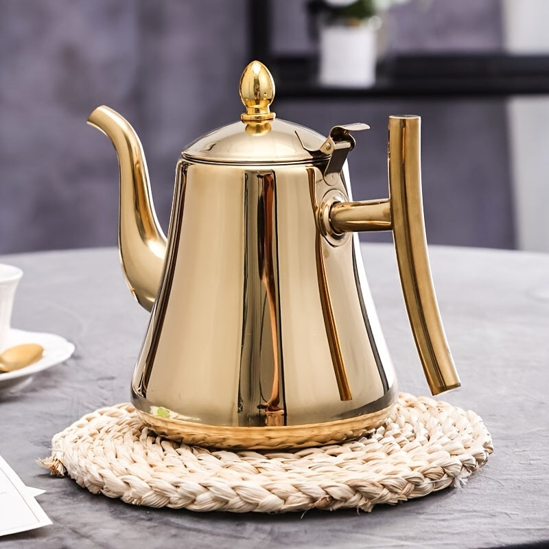 Versatile Tea and Coffee Set with Stainless Steel and Gold Teapots in Gift Box