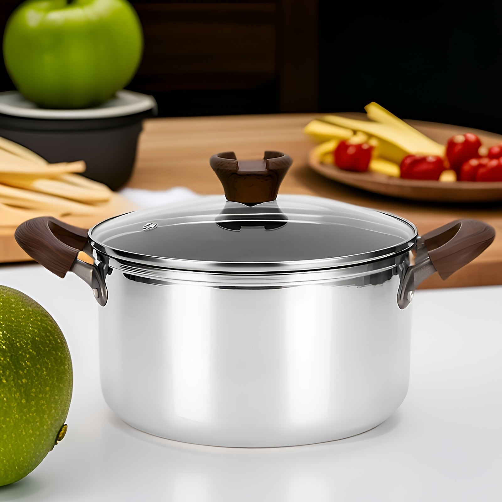 Stainless Steel Soup Pot with Pasta Cooking Capacity, Durable, Easy to Clean