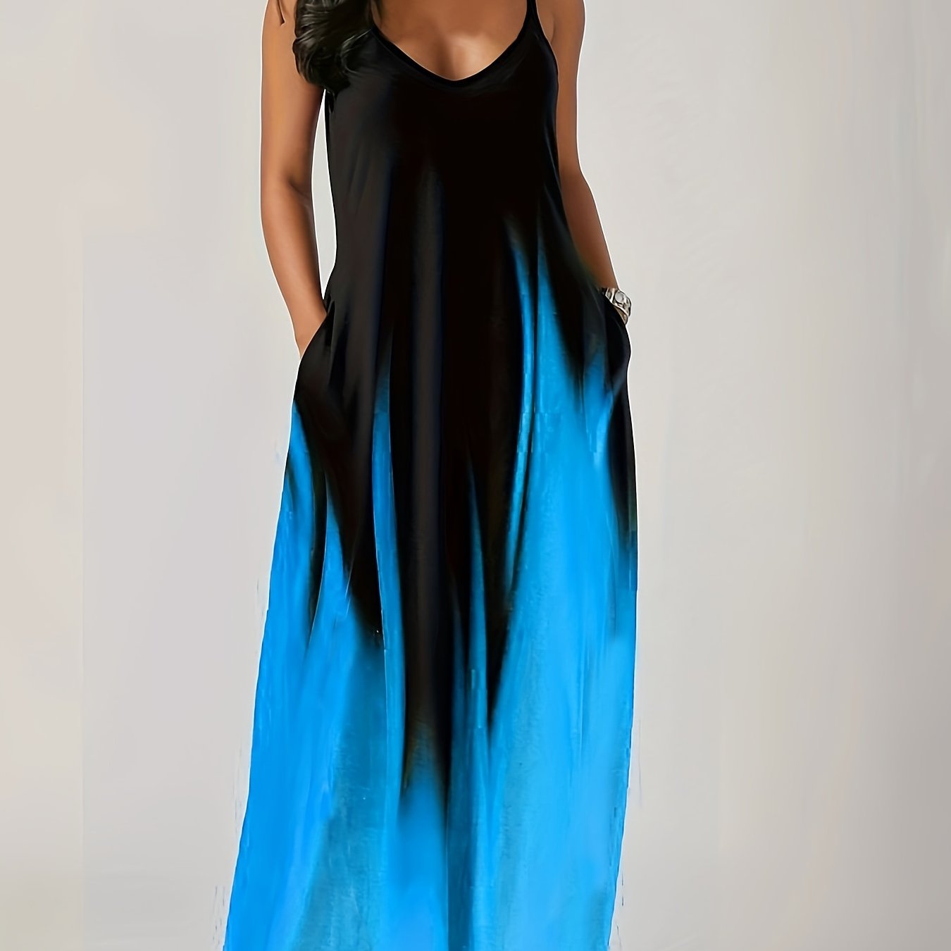 Черное и красное абстрактное платье-макси без рукавов для женщин с асимметричным подолом