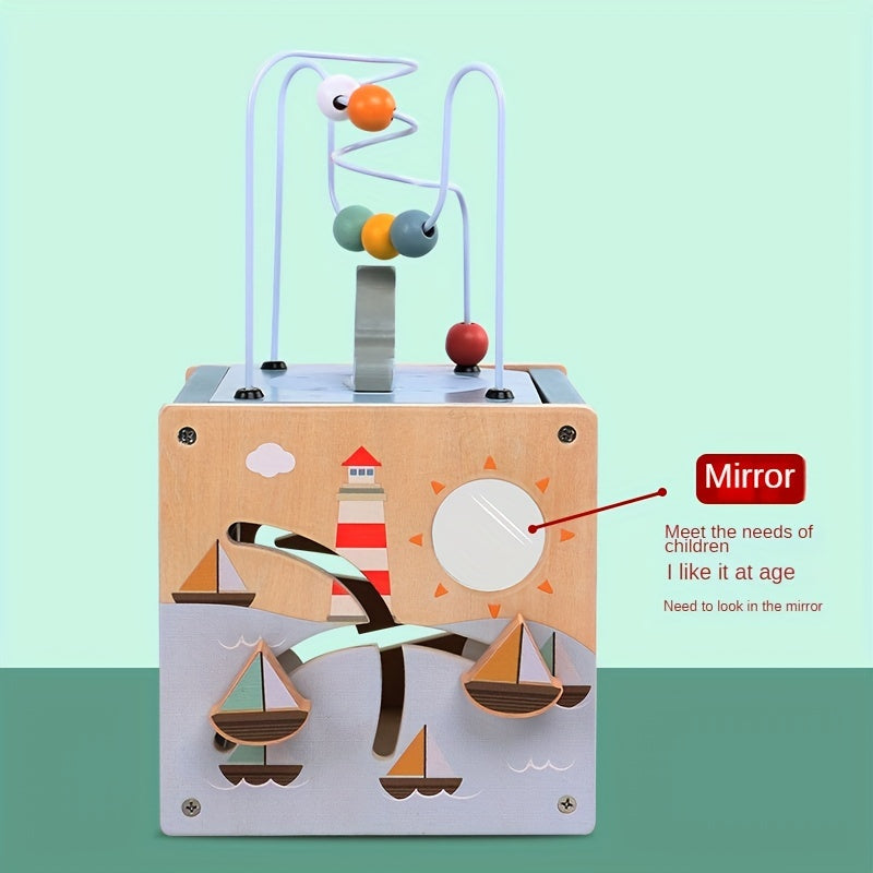 Children's Ocean Puzzle Bead Box Activity Cube Toy for Babies Early Learning Hands-On Development