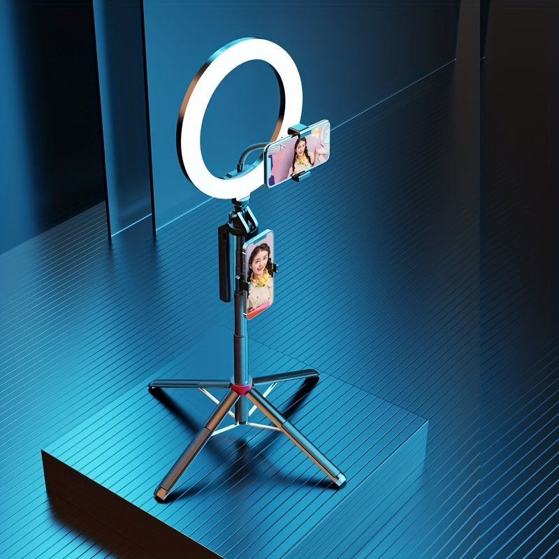 HKXYK 1 dona Selfie tayoqchasi tripod, simsiz masofadan boshqarish pultiga ega va 360° aylanuvchi telefon ushlagichi, universal ulanish, video yozish va jonli efir uchun portativ alyuminiy tripod, zaryadlanadigan batareya