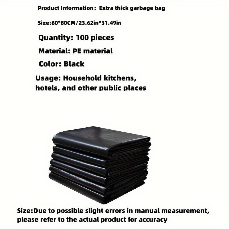 Extra Thick Large Black Garbage Bag for Commercial Use with Flat Mouth