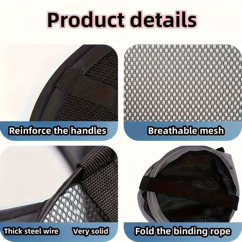 Collapsible Fabric Laundry Hamper with Mesh Sides and Dual Handles for Teens and Adults