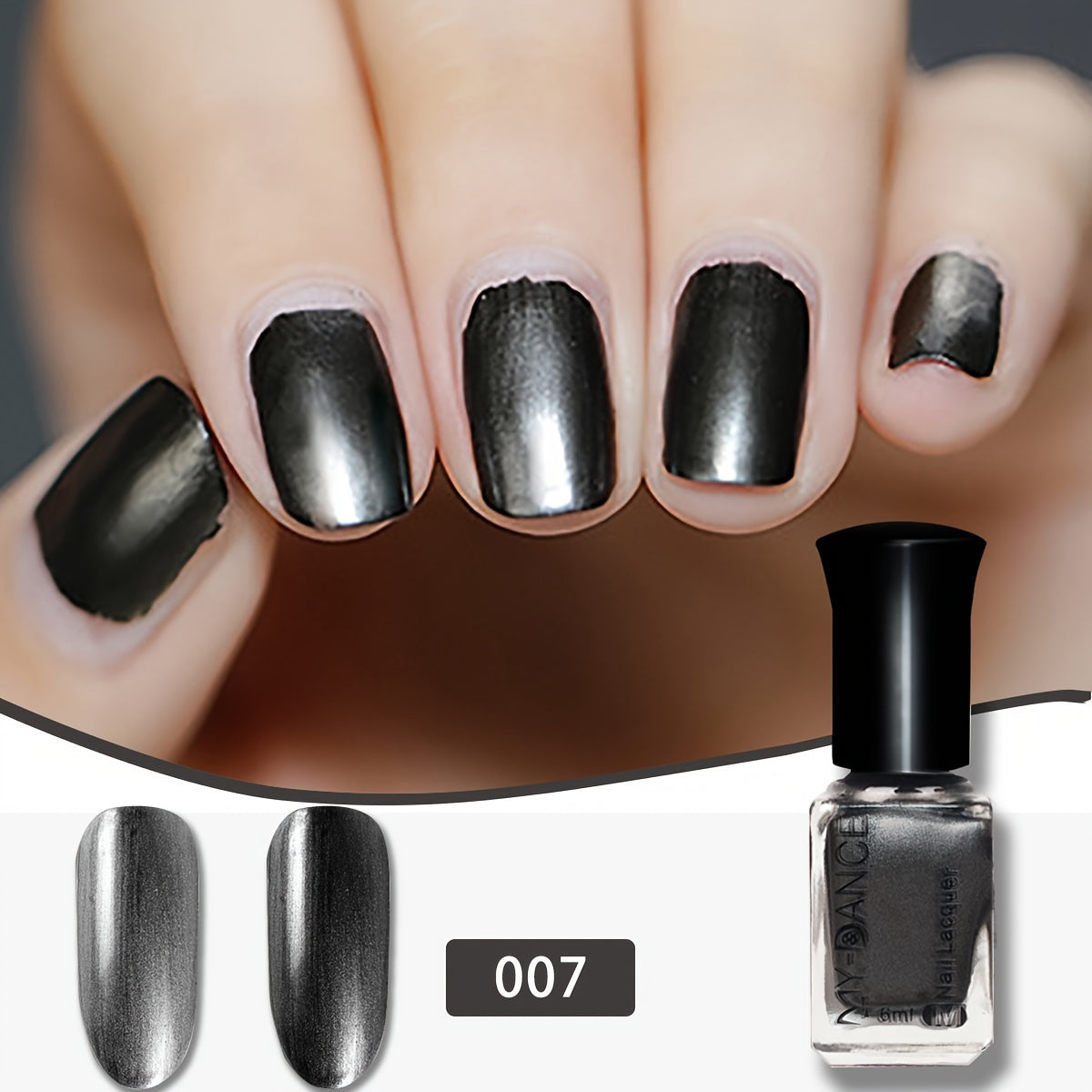 Women Metallic Black Nail Polish Quick-Dry Long-Lasting Glossy