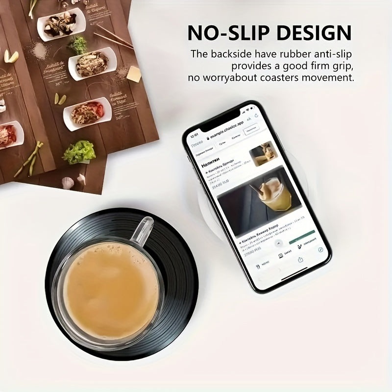 Juego de 6 posavasos de vinilo con diseño retro de rock americano, no deslizantes y resistentes al calor