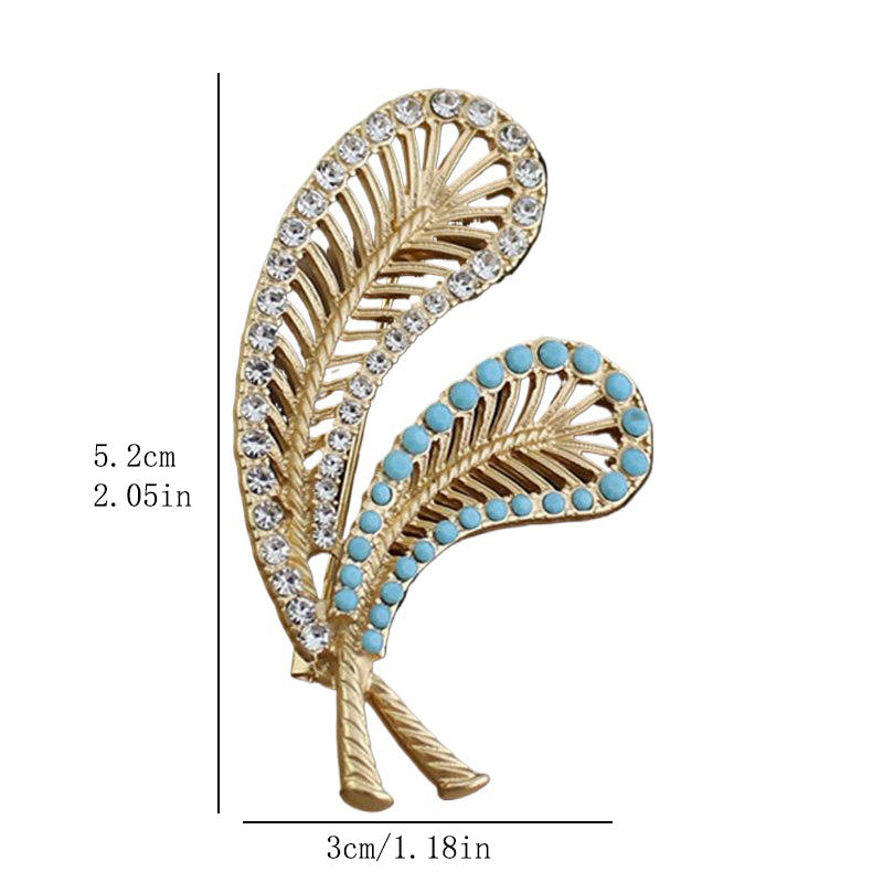 Elegant Feather Brooch Pin for Women Enamel Irregular Shape Fashion Accessory