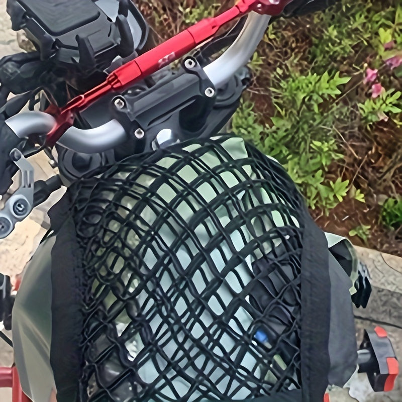 Motorcycle Helmet Cargo Net Organizer with Double Layer and Hooks