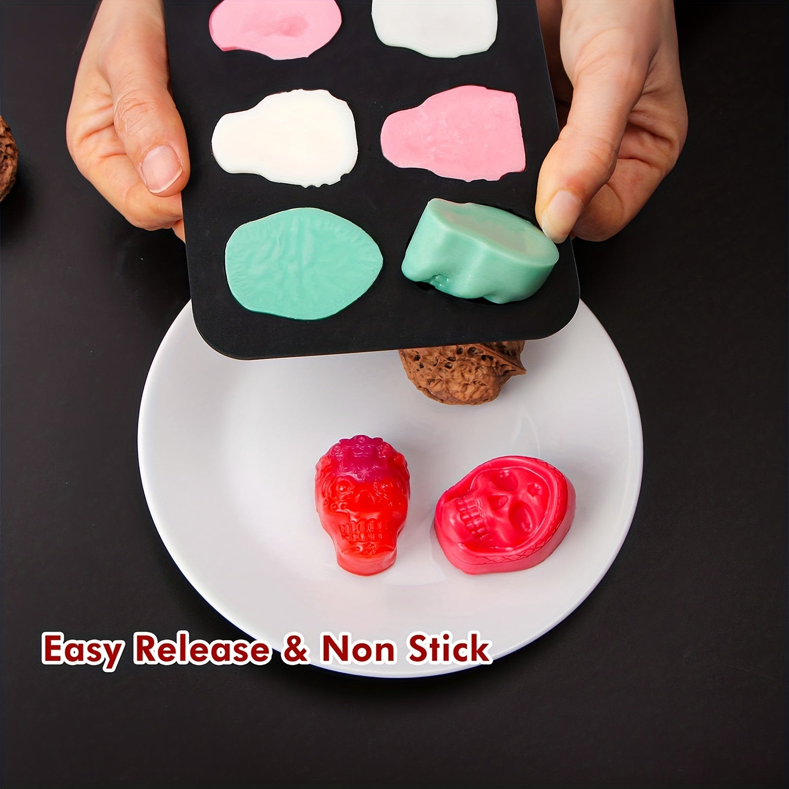 Hallowe'en Skulchok shokolad shakli 3D silikondan tayyorlangan shirinlik va bezak uchun