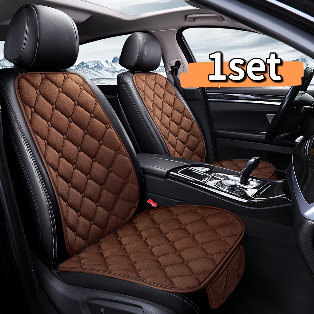 Set of 2 Plush Car Seat Cushion Covers Oval Shape Universal Fit for Front Seat Bottom and Backrest