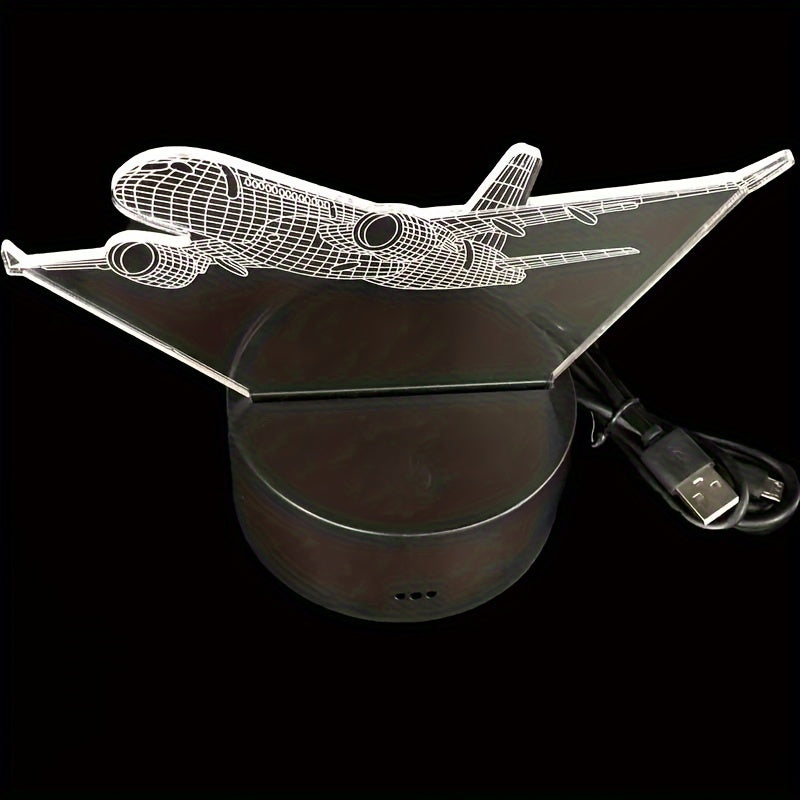 3D Airplane Pattern Touch Night Light Colorful Creative Home Decor Gift